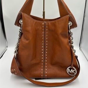 Michael Kors Large Leather Uptown Astor Studded Hobo Tote